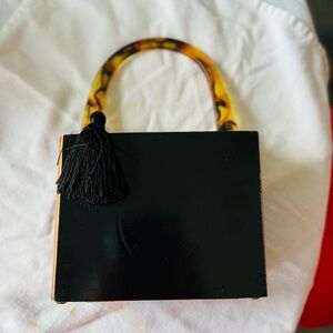 Cigar Box Handbag with Tortoiseshell Handle and Tassel one of a kind
